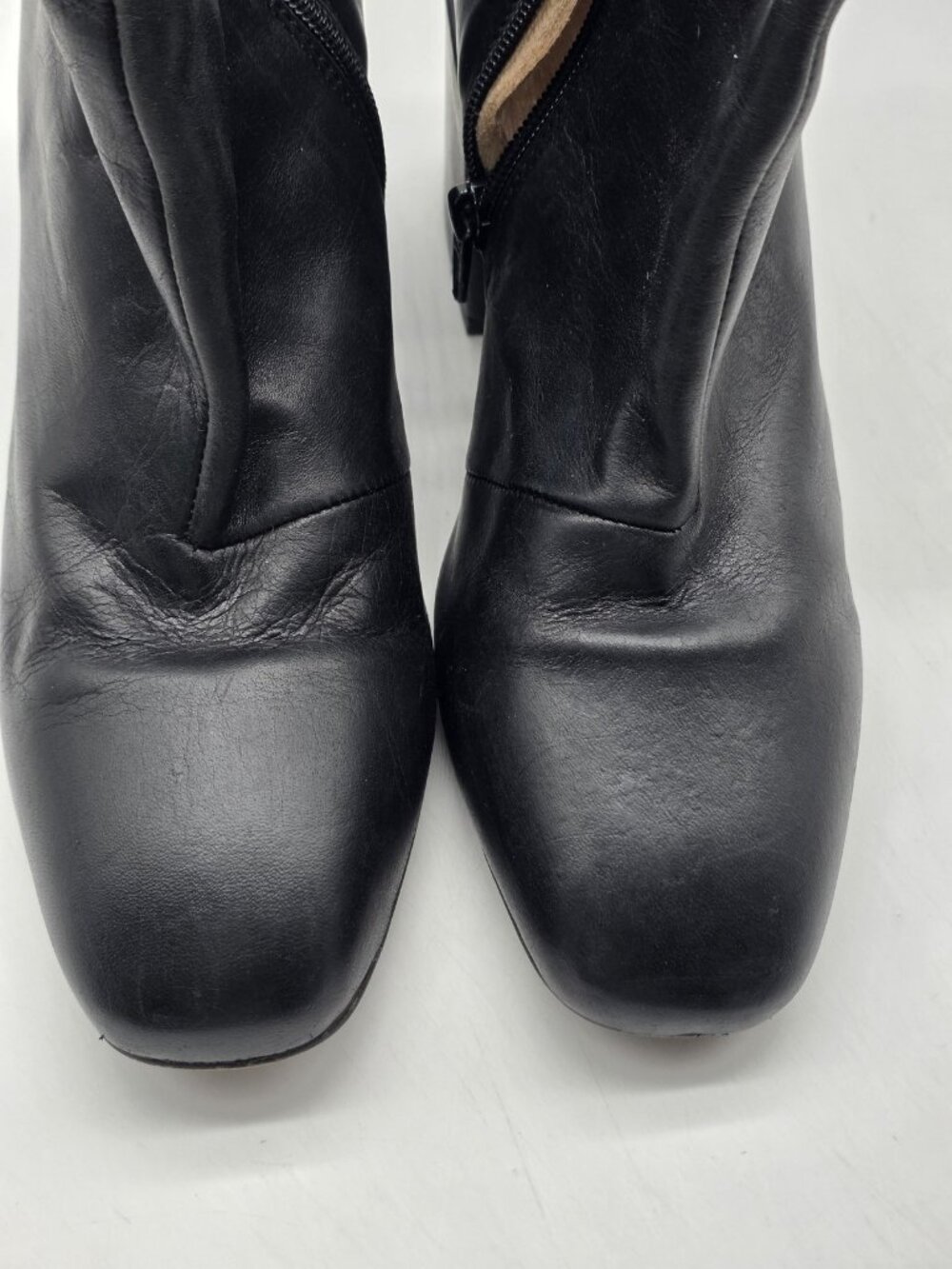 Free People Boots Womens 7.5 Black Nicola Leather Ankle Block Heel Zip Booties - Picture 5 of 12